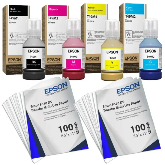 Epson Ink Set For F170 & F570 - 4 Pack with 200 Sheets of Epson Paper {1}