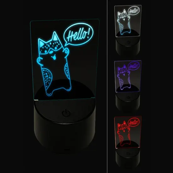 Corgi Dog Hello Doodle 3D Illusion LED Night Light Sign Nightstand Desk Lamp {1}