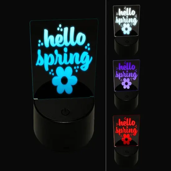 Hello Spring 3D Illusion LED Night Light Sign Nightstand Desk Lamp {1}