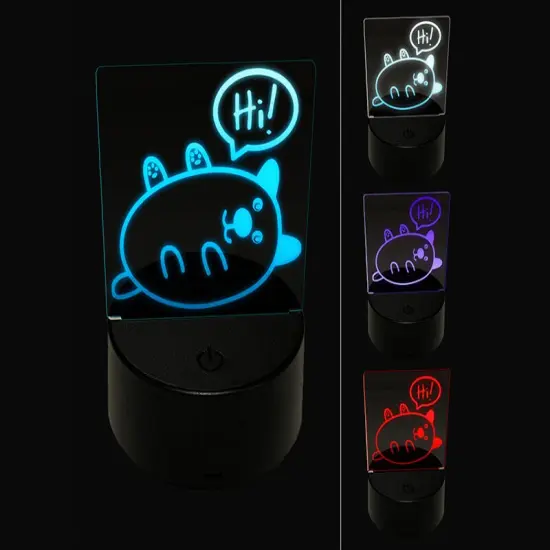 Pug Dog Hi Hello Doodle Rub My Tummy 3D Illusion LED Night Light Sign Nightstand Desk Lamp {1}