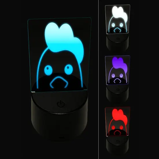 Peeking Chicken 3D Illusion LED Night Light Sign Nightstand Desk Lamp {1}