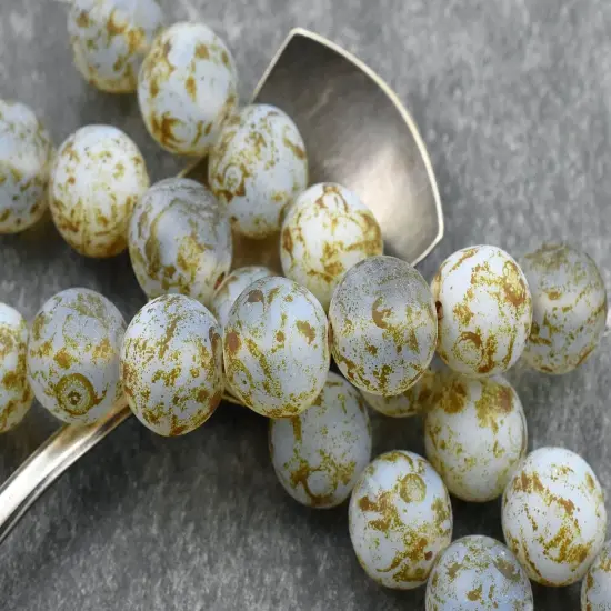 *8* 12mm Matte Pale Blue Travertine Round Druk Beads {3}