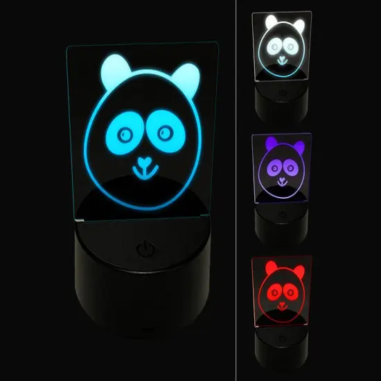 Happy Panda Face 3D Illusion LED Night Light Sign Nightstand Desk Lamp {1}