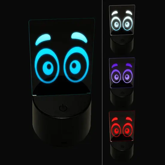 Cartoon Eyes Open Looking Forward 3D Illusion LED Night Light Sign Nightstand Desk Lamp {1}