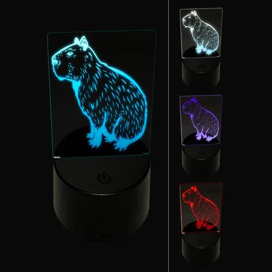 Capybara the Giant Friendly Rodent 3D Illusion LED Night Light Sign Nightstand Desk Lamp {1}