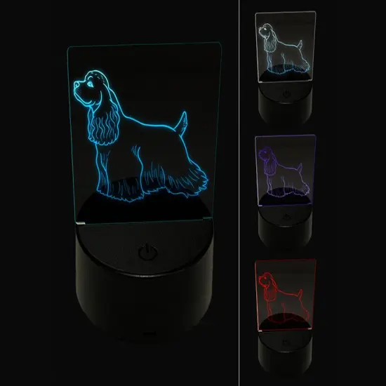 Good-Natured Cocker Spaniel Pet Dog 3D Illusion LED Night Light Sign Nightstand Desk Lamp {1}