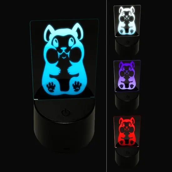 Chubby Cheek Hamster 3D Illusion LED Night Light Sign Nightstand Desk Lamp {1}