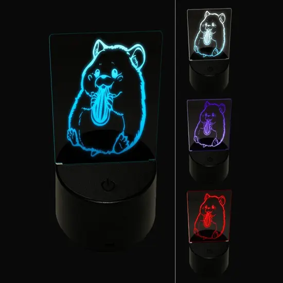 Darling Hamster Rodent Enjoying Sunflower Seed 3D Illusion LED Night Light Sign Nightstand Desk Lamp {1}