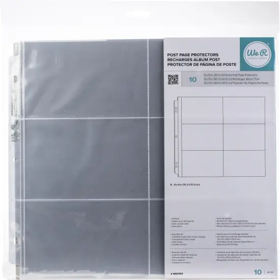 We R Post Bound Photo Sleeves 12"X12" 10/Pkg-Six 4"X6" Pockets {1}