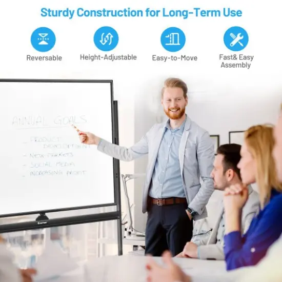 48 x 36 Inch Mobile Magnetic Double-Sided Reversible Whiteboard Height Adjust {3}