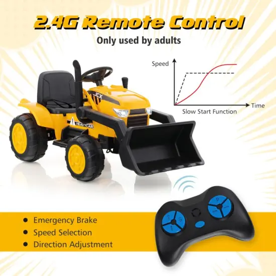12V Kid's Ride on Excavator with Adjustable Digging Bucket-Yellow {5}