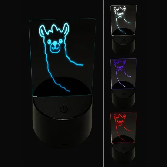 Peeking Llama 3D Illusion LED Night Light Sign Nightstand Desk Lamp {1}