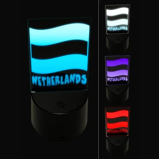 Netherlands Waving Flag Cute 3D Illusion LED Night Light Sign Nightstand Desk Lamp {1}