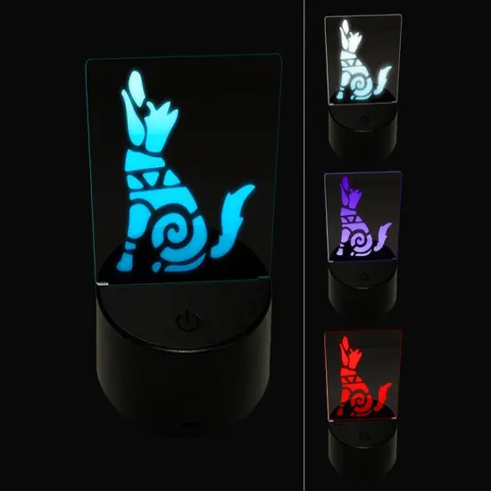 Southwestern Style Tribal Coyote Wolf Dog 3D Illusion LED Night Light Sign Nightstand Desk Lamp {1}