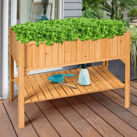 Wooden Elevated Planter Box Shelf Suitable for Garden Use {4}