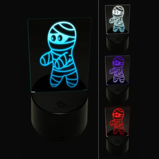 Scared Halloween Mummy 3D Illusion LED Night Light Sign Nightstand Desk Lamp {1}
