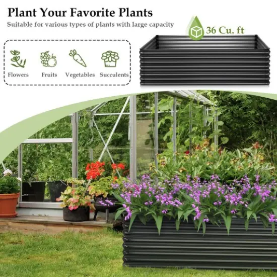 71 Inch Galvanized Metal Raised Garden Bed for Garden Backyard-Dark Gray {3}
