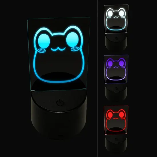 Charming Kawaii Chibi Smug Frog Toad Face Blushing Cheeks 3D Illusion LED Night Light Sign Nightstand Desk Lamp {1}