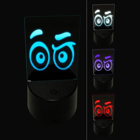 Cartoon Eyes Raised Brow Concerned Confused Judging 3D Illusion LED Night Light Sign Nightstand Desk Lamp {1}