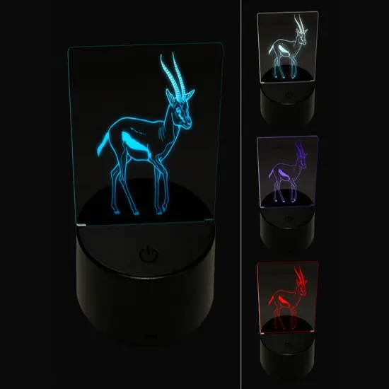 Thomson's Gazelle Antelope African 3D Illusion LED Night Light Sign Nightstand Desk Lamp {1}