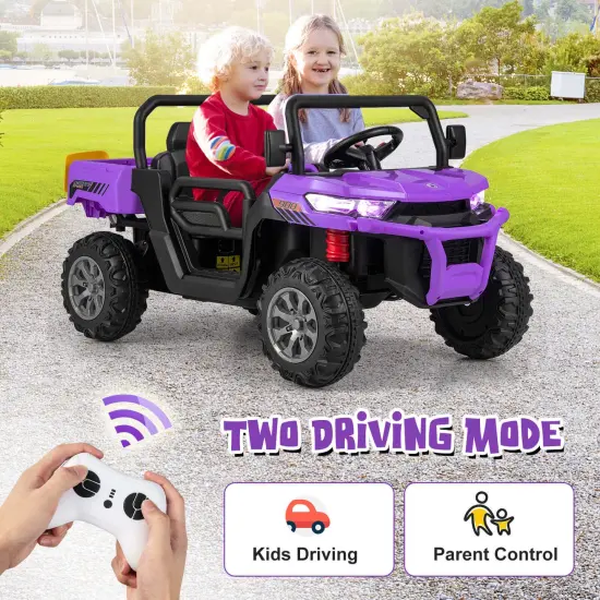 12V Kids Ride On Truck Car with Remote Control and 2 Seaters {3}