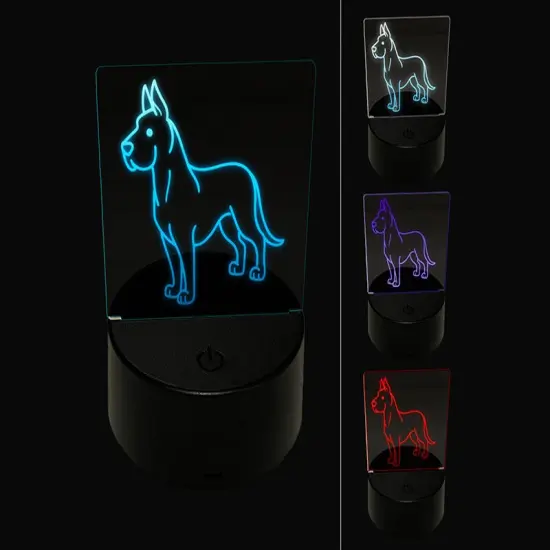 Great Dane Standing Dog 3D Illusion LED Night Light Sign Nightstand Desk Lamp {1}
