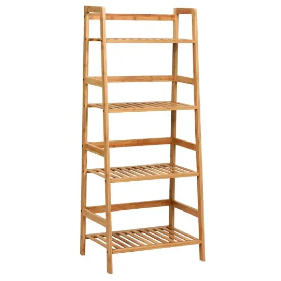 4-Tier Bamboo Plant Rack with Guardrails Stable and Space-Saving {1}