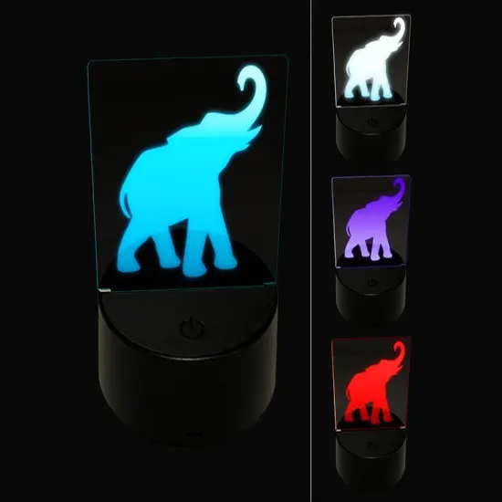 Elephant Trumpeting Solid 3D Illusion LED Night Light Sign Nightstand Desk Lamp {1}