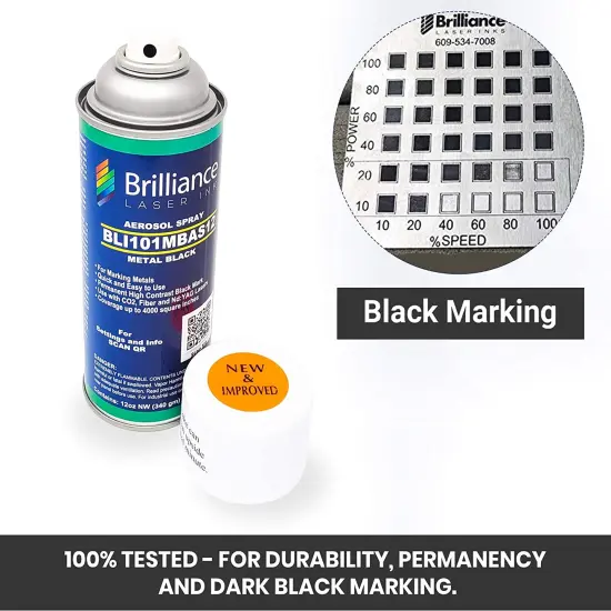 2 Oz - BLI101 - Aerosol Black Laser Ink for Metals Marking - CO2 Laser - Fiber Laser - YAG, Durable, Permanent, High Contrast, Brilliance Laser Inks {3}