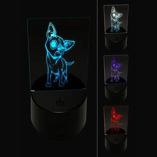 Suspicious Chihuahua Dog 3D Illusion LED Night Light Sign Nightstand Desk Lamp {1}