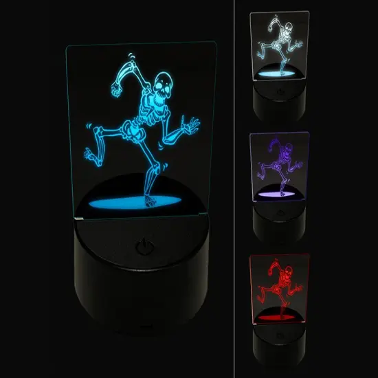 Happy Spooky Dancing Skeleton Bones 3D Illusion LED Night Light Sign Nightstand Desk Lamp {1}
