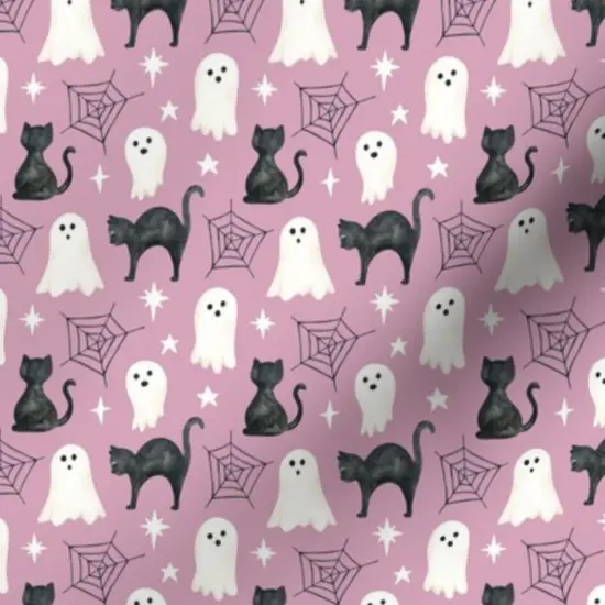 Various Fabrics by the Yard or Fat Quarter Halloween Spooky Ghosts Black Cat Lilac Purple Cute Small Scale Custom Printed Fabric by Spoonflower {7}