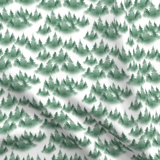 Various Fabrics by the Yard or Fat Quarter Woodland Pine Conifers Green White Pacific Northwest Forest Fog Mist Custom Printed Fabric by Spoonflower {5}