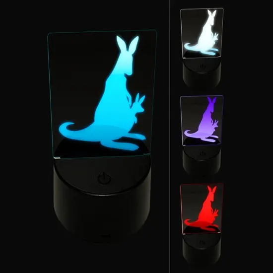 Mother Kangaroo with Baby Joey in Pouch Silhouette 3D Illusion LED Night Light Sign Nightstand Desk Lamp {1}