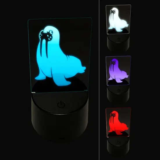 Wobbly Walrus 3D Illusion LED Night Light Sign Nightstand Desk Lamp {1}