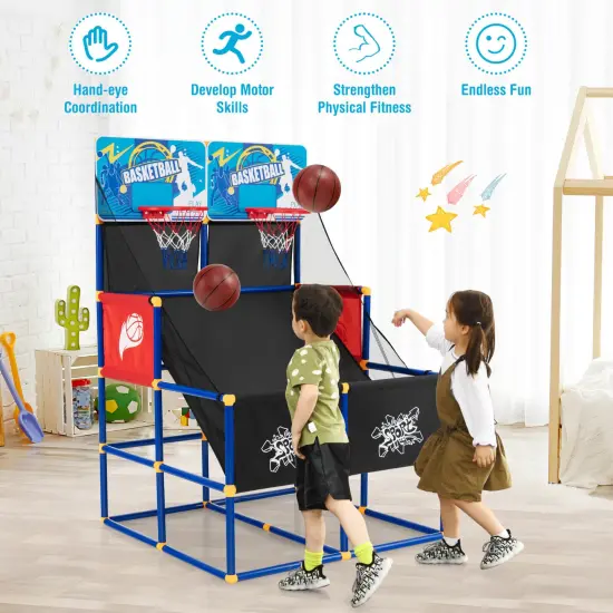 Kids Arcade Basketball Game Set with 4 Basketballs and Ball Pump {4}