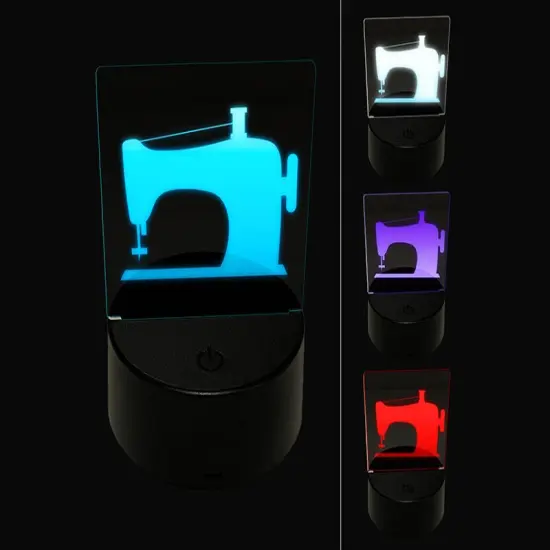Sewing Machine Silhouette 3D Illusion LED Night Light Sign Nightstand Desk Lamp {1}