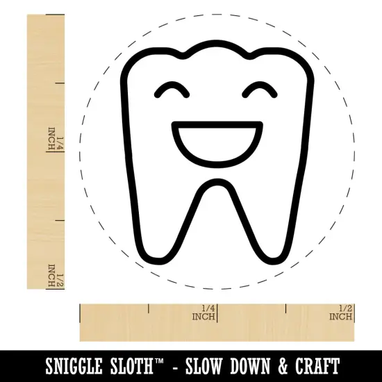 Happy Smiling Tooth Dentist Self-Inking Rubber Stamp for Stamping Crafting Planners Dry Pad (No Ink) {1}