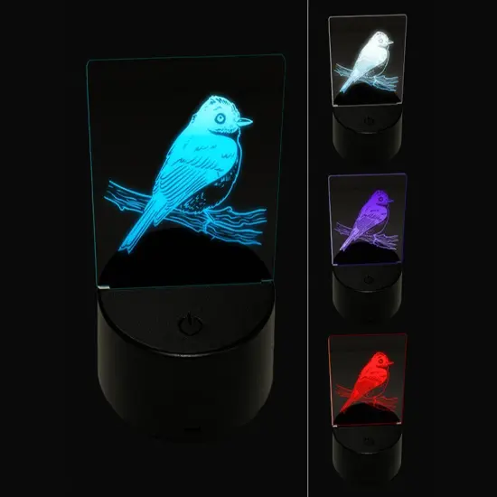 Phoebe Bird on a Branch 3D Illusion LED Night Light Sign Nightstand Desk Lamp {1}