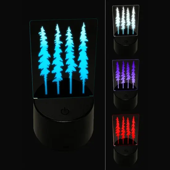 Tall Fir Trees 3D Illusion LED Night Light Sign Nightstand Desk Lamp {1}