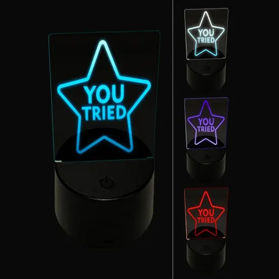 You Tried Star 3D Illusion LED Night Light Sign Nightstand Desk Lamp {1}