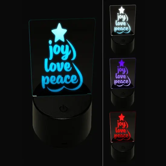 Joy Love Peace Christmas Tree 3D Illusion LED Night Light Sign Nightstand Desk Lamp {1}