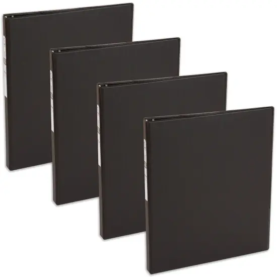 Avery Economy 3 Ring Binder, 1/2 Inch Round Rings, 4 Black Binders (03201) {1}