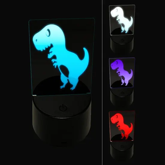 Cute Tyrannosaurus Rex Dinosaur 3D Illusion LED Night Light Sign Nightstand Desk Lamp {1}