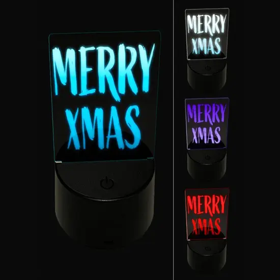 Merry Xmas Christmas Sketchy Fun Text 3D Illusion LED Night Light Sign Nightstand Desk Lamp {1}