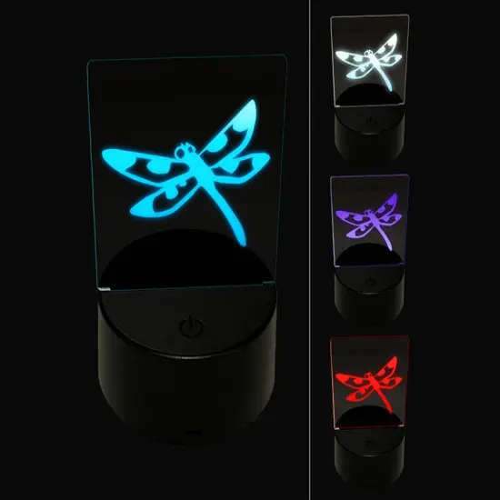 Flying Dragonfly with Spotted Wings Insect Darter 3D Illusion LED Night Light Sign Nightstand Desk Lamp {1}