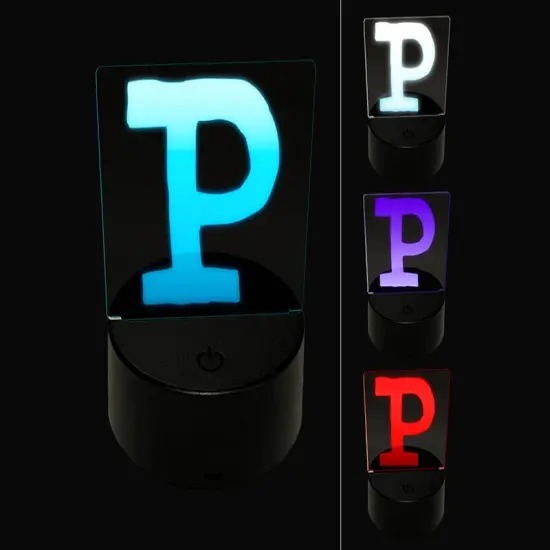 Letter P Uppercase Cute Typewriter Font 3D Illusion LED Night Light Sign Nightstand Desk Lamp {1}