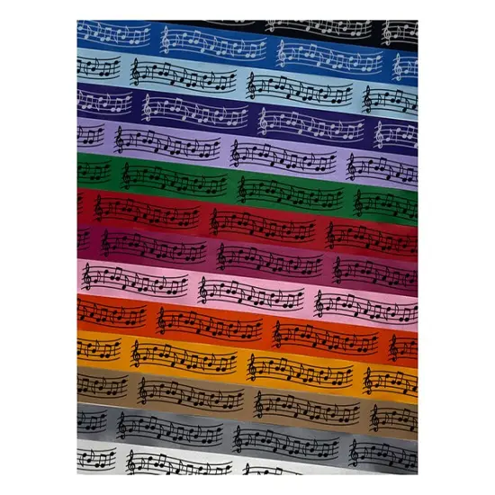 Music Staff with Notes Satin Ribbon for Bows Gift Wrapping - 1" - 3 Yards Silver Ribbon {1}