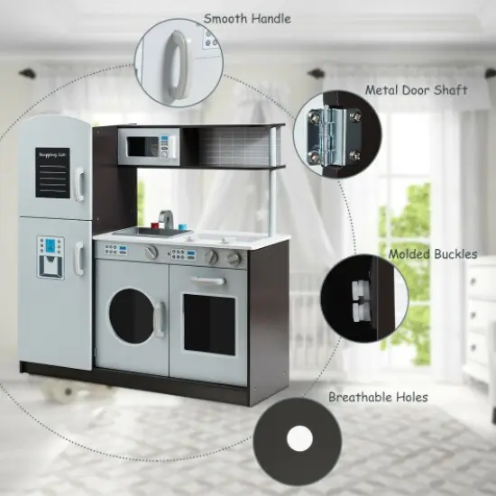 Kids Pretend Play Kitchen Cooking Set with Simulated Sound {3}