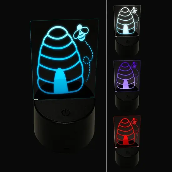 Bee Hive with Bee 3D Illusion LED Night Light Sign Nightstand Desk Lamp {1}